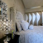 Silver Bedroom Headboard Side Close Up Emirates Hills Perla Lichi